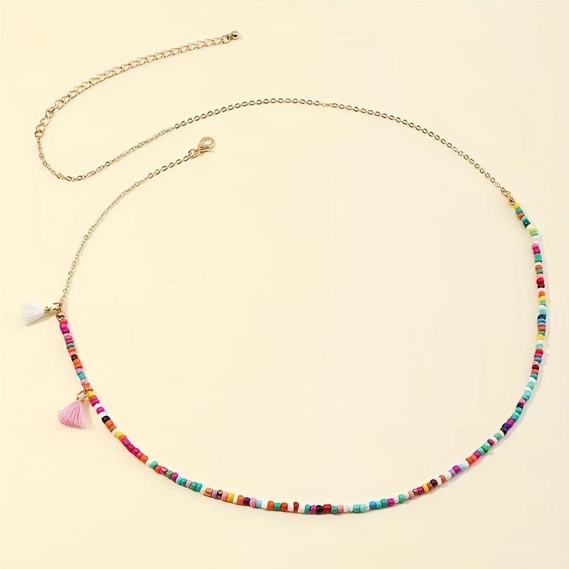 Boho Waist Chain Tassel Pendant Elastic Belly Chain