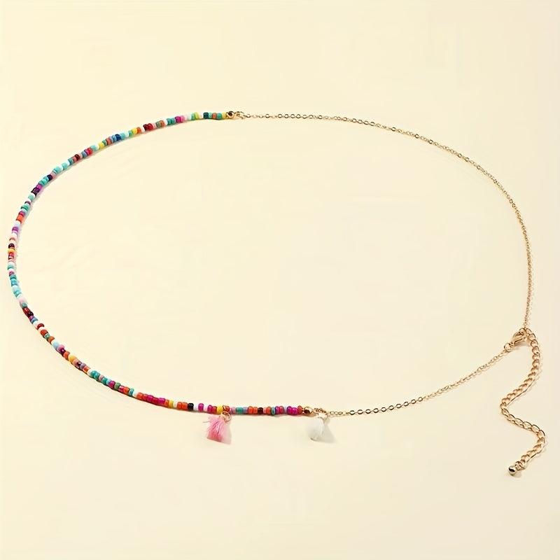 Boho Waist Chain Tassel Pendant Elastic Belly Chain