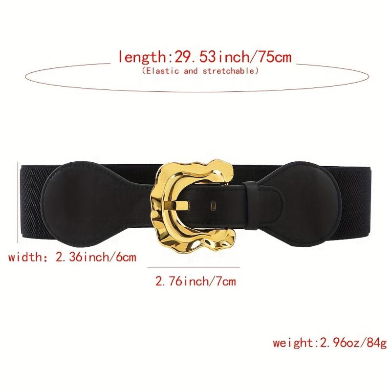 Geometric Wide Belt Elastic Vintage Waistband For Women