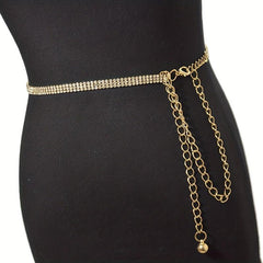 Rhinestone Decor Waist Chain Belly Chain Belt Sparkling Tassel Girdle