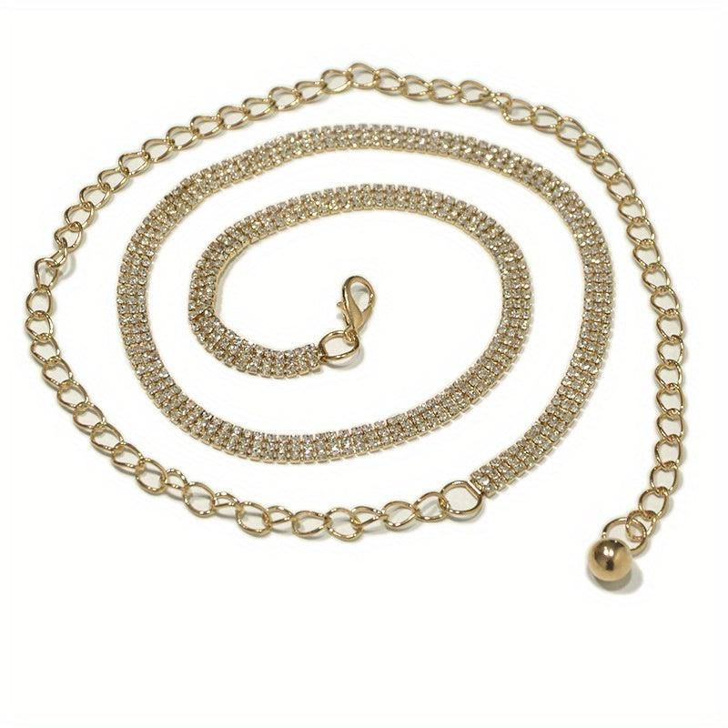 Rhinestone Decor Waist Chain Belly Chain Belt Sparkling Tassel Girdle
