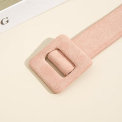 Women Velvet Girdle Woollen Square Buckle Suede PU Belt