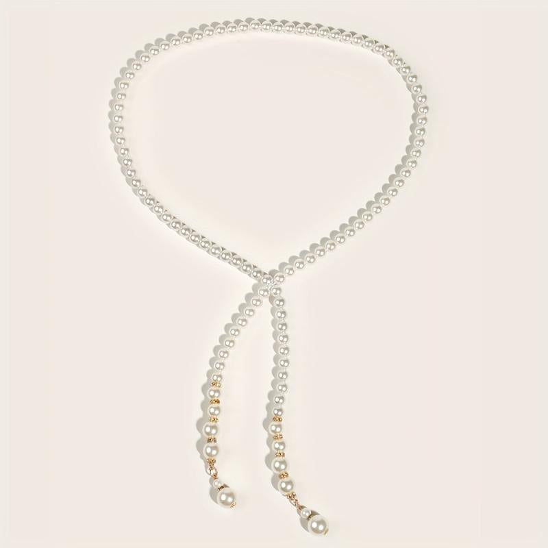 Faux Pearl Tassel Waist Chain Adjustable Pendant Chain Belt