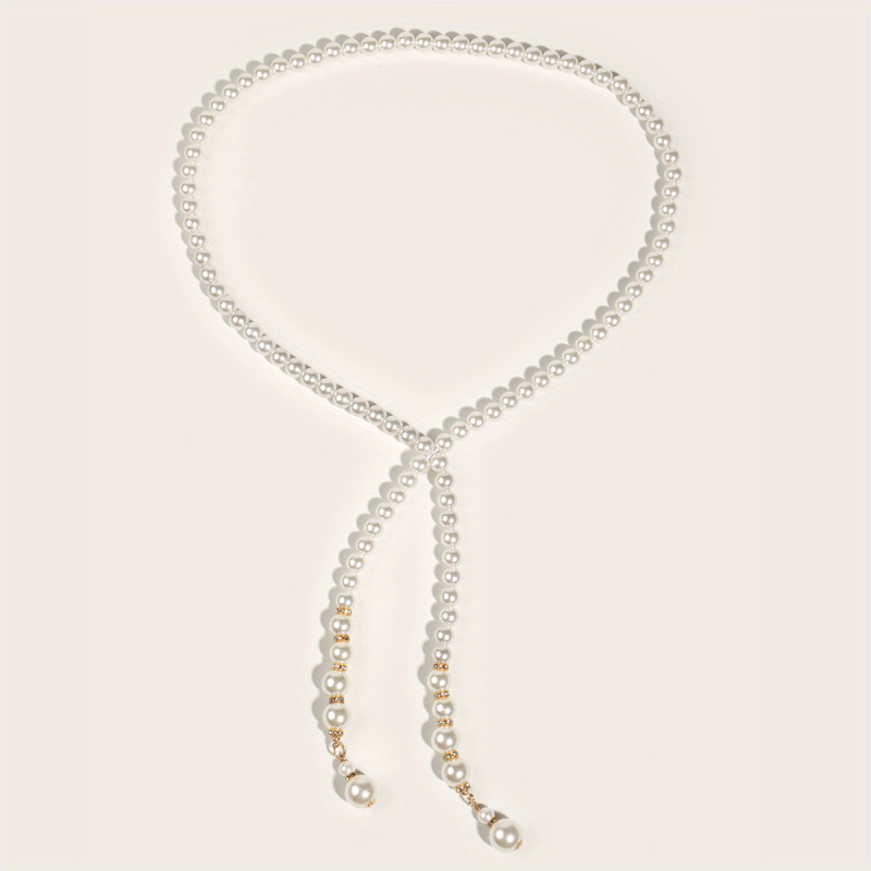 Faux Pearl Tassel Waist Chain Adjustable Pendant Chain Belt