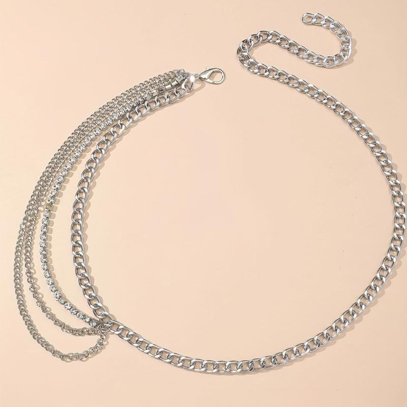 Silvery Layered Metal Waist Chain Hip Hop Metal Chain Belt Dress Girdle