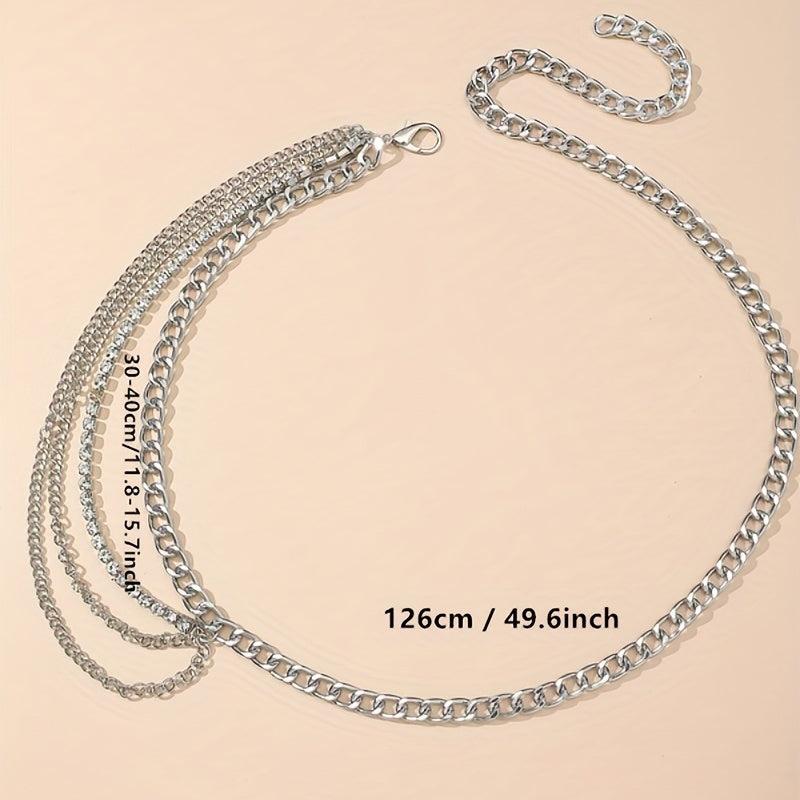 Silvery Layered Metal Waist Chain Hip Hop Metal Chain Belt Dress Girdle