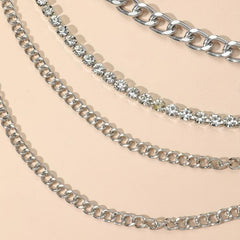 Silvery Layered Metal Waist Chain Hip Hop Metal Chain Belt Dress Girdle
