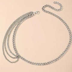 Silvery Layered Metal Waist Chain Hip Hop Metal Chain Belt Dress Girdle