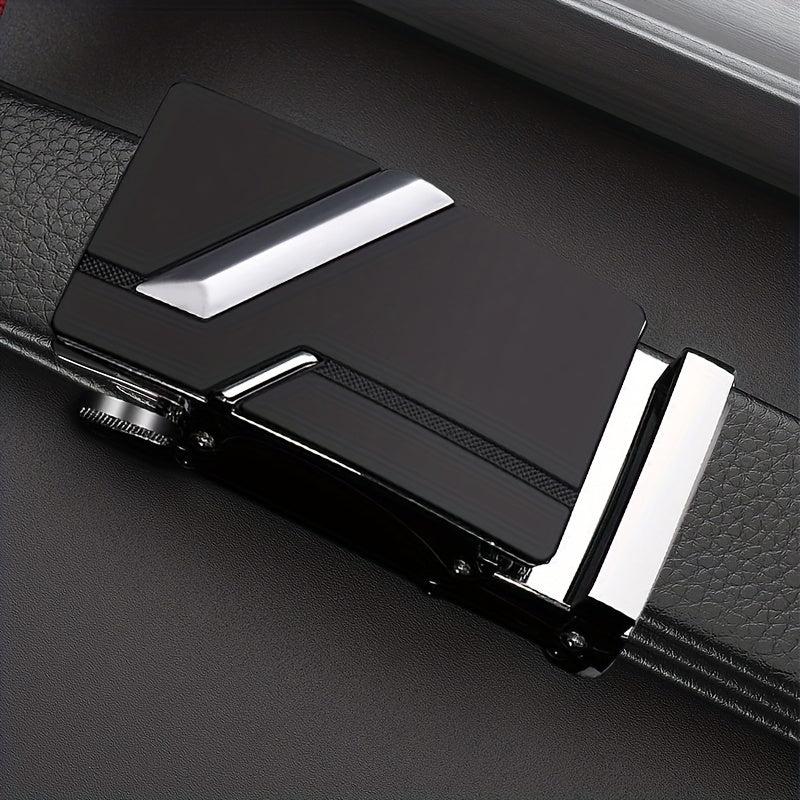 Men's Faux Leather Automatic Buckle Business Belt - 47inch
