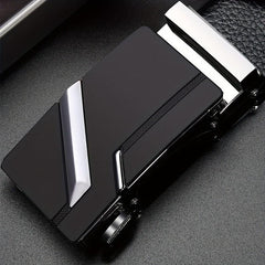 Men's Faux Leather Automatic Buckle Business Belt - 47inch