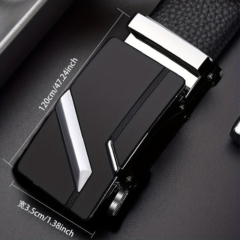 Men's Faux Leather Automatic Buckle Business Belt - 47inch