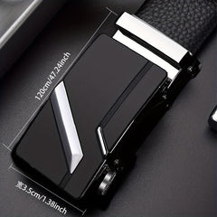 Men's Faux Leather Automatic Buckle Business Belt - 47inch
