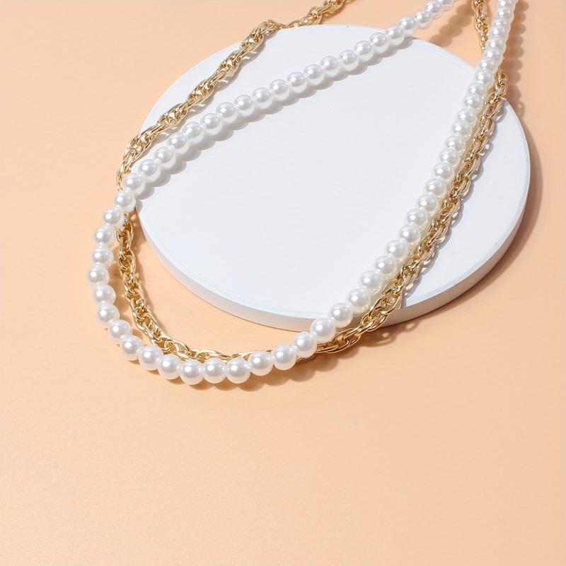 Vintage Faux Pearl Chain Waistband Golden Fringe Girdle