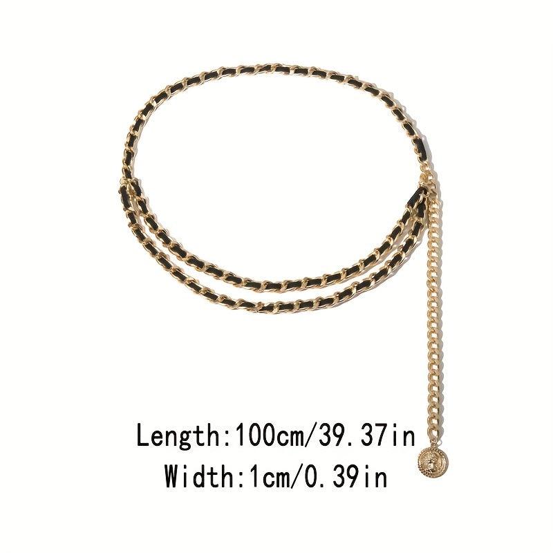 Metal Waist Chain Double Layer Belt Dress Coat Girdle For Women