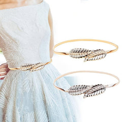 Women Metal Elastic Belt Vintage Thin Waist Belt For Dress Jeans