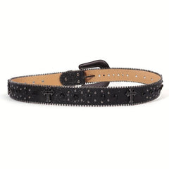 Glitter Buckle Rhinestone Belt Boho PU Leather Western Rivet Jeans Pants Women