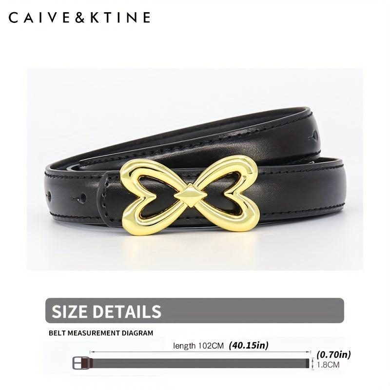 Heart Butterfly Buckle Thin Belt Leather Solid Jeans Pants Belt