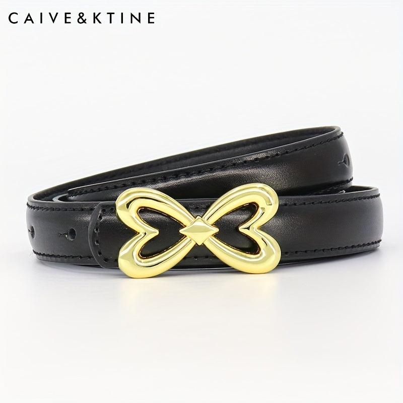 Heart Butterfly Buckle Thin Belt Leather Solid Jeans Pants Belt