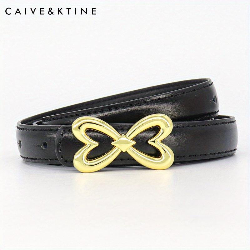 Heart Butterfly Buckle Thin Belt Leather Solid Jeans Pants Belt