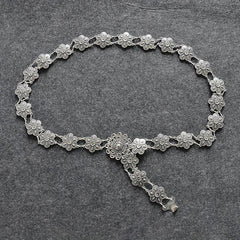 Boho Flower Hollow Out Belt Silvery Metal Waist Chain Dress Girdle