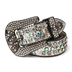 Punk Skull Rhinestone Belt Western Cowgirl Bling Studded PU Leather Y2K