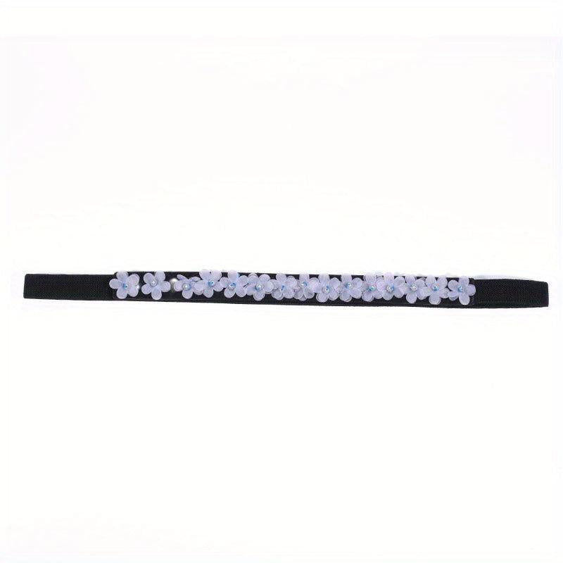 Fabric Flower Decor Thin Belt Solid Waist Belt Classic Dress Coat Girdle