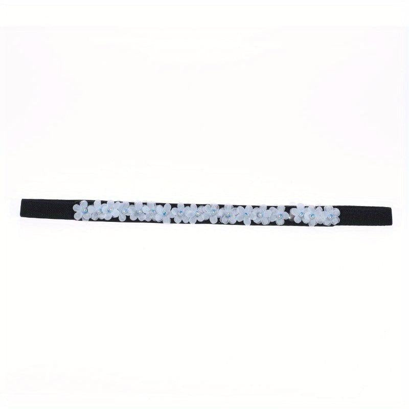 Fabric Flower Decor Thin Belt Solid Waist Belt Classic Dress Coat Girdle