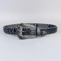 Y2K Skull PU Belt & Rhinestone Bracelet Set