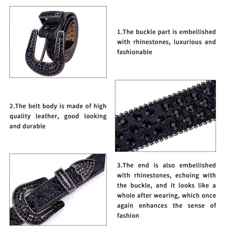 Western Rhinestone Belt Bling Crystal Studded Cowgirl Cowboy Women Men Jeans
