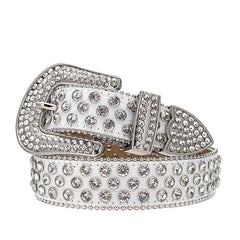 Western Rhinestone Belt Bling Crystal Studded Cowgirl Cowboy Women Men Jeans