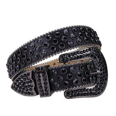 Western Rhinestone Belt Bling Crystal Studded Cowgirl Cowboy Women Men Jeans