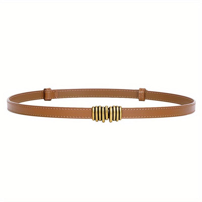 Vintage Striped Buckle Belt Thin Waistband for Women