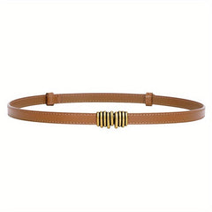 Vintage Striped Buckle Belt Thin Waistband for Women