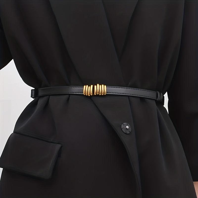 Vintage Striped Buckle Belt Thin Waistband for Women