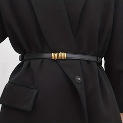 Vintage Striped Buckle Belt Thin Waistband for Women