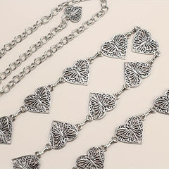 Hollow Out Waist Chain Carved Metal Waistband Dress Girdle for Women