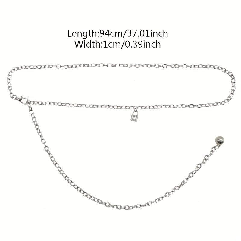 Metal Waist Chain Lock Pendant Silvery Belly Chain Hip Hop Decorative Chain Belt