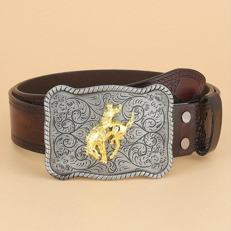 Western Cowboy Vintage Buckle Leather Belt