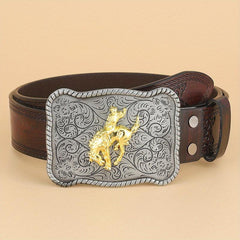 Western Cowboy Vintage Buckle Leather Belt