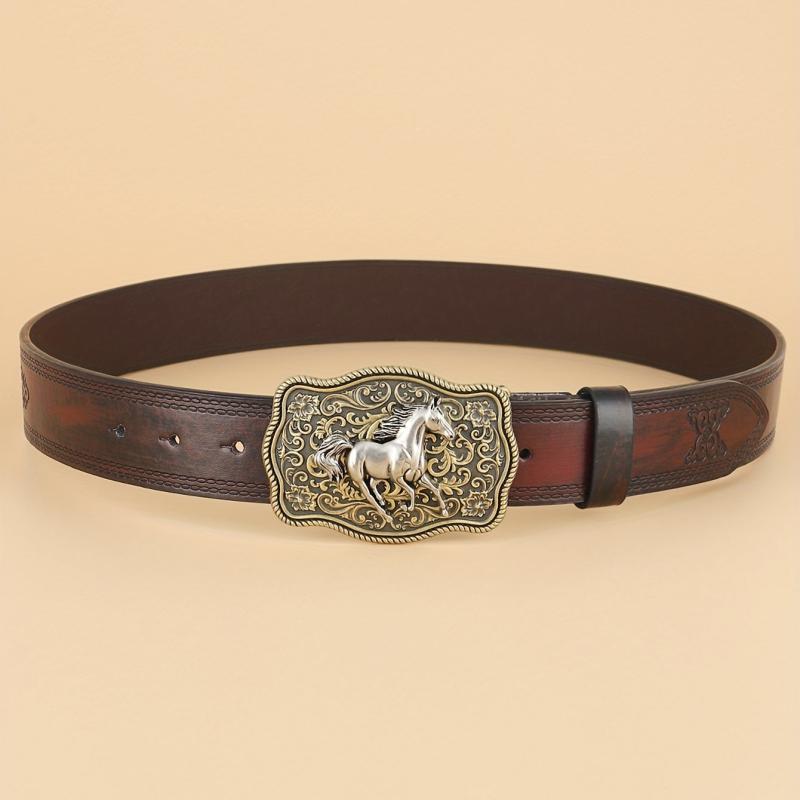 Western Cowboy Vintage Buckle Leather Belt