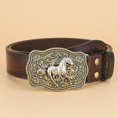 Western Cowboy Vintage Buckle Leather Belt