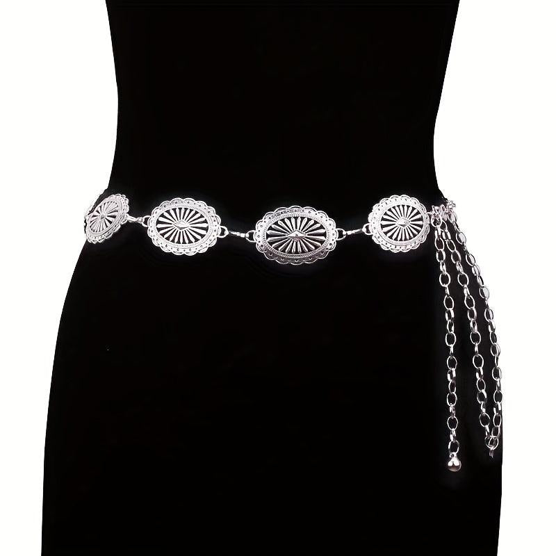 Boho Metal Hollow Waist Chain Tassel Dress Belt Women Belly Chain