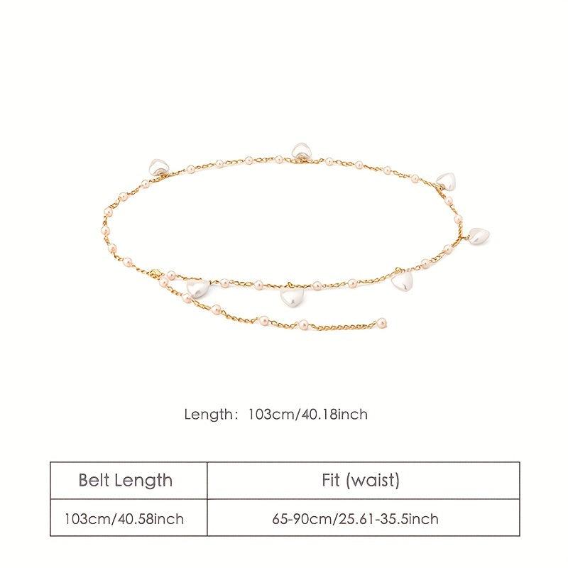 Heart Faux Pearl Waist Chain Pink Pendant Belly Chain Waistband Decoration