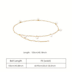 Heart Faux Pearl Waist Chain Pink Pendant Belly Chain Waistband Decoration