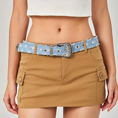 Boho Ripped Denim Jeans With Skirt Girdle For Women