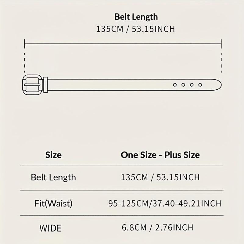 Wide PU Leather Belt Square Pin Buckle Vintage Dress Coat Girdle Women