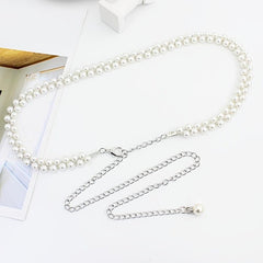Faux Pearl Waist Chain Dress Pendant Adjustable Belt