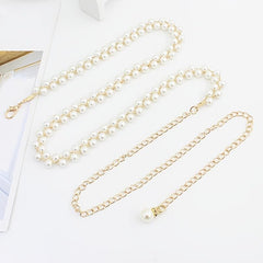 Faux Pearl Waist Chain Dress Pendant Adjustable Belt