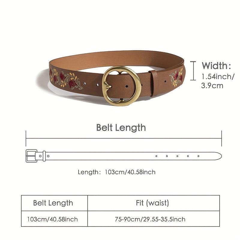 Boho Flower Embroidery Belt for Women