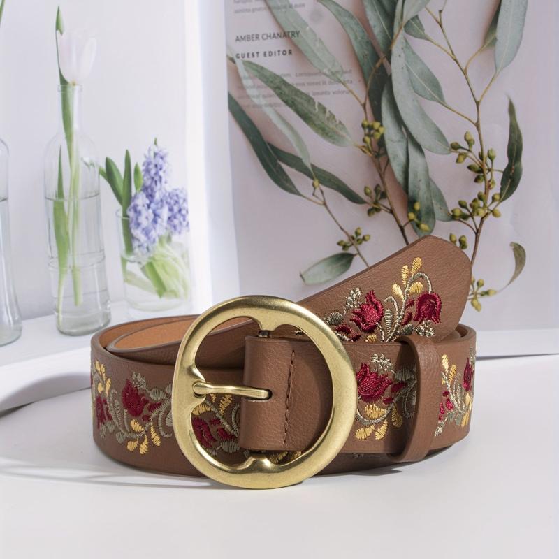 Boho Flower Embroidery Belt for Women